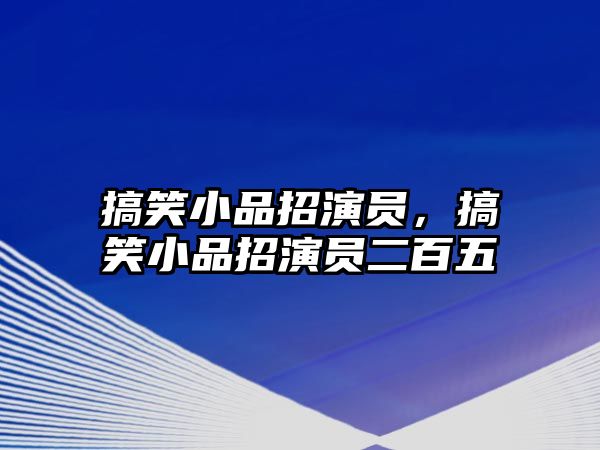 搞笑小品招演員，搞笑小品招演員二百五